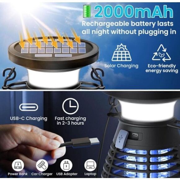 Cordless solar Zapper Rechargeable waterproof - Picture 2 of 5